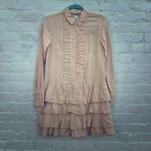 J.CREW drop-waist ruffled shirt dress 100% cotton